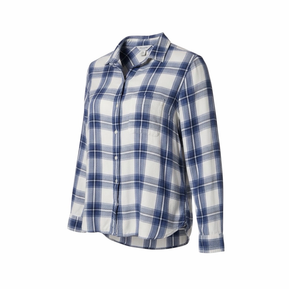 Women's Blue Plaid Button Down Shirt